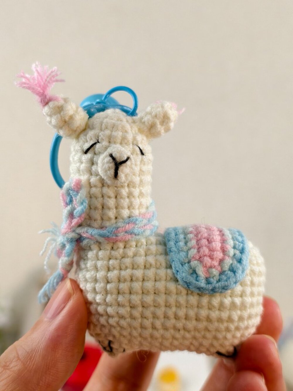 Handmade Amigurumi Crochet Alpaca Keychain and Bag Charm With a Bell